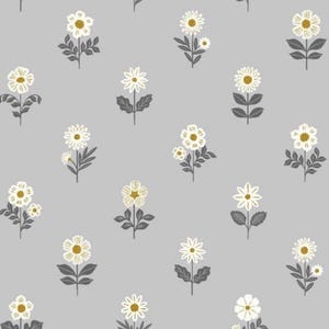 Baumwollstoff Blumen METALLIC GOLD – Cotton + Steel Early Twilight, floraler Designerstoff, Grau, Nähen, Patchworkstoff, Webware, DIY, 0,25