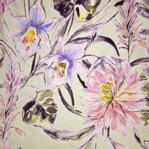 Jersey bloemen, bloesems, munt, naaien, naaiaccessoires, naai-ingrediënten, stof, 0,50 m