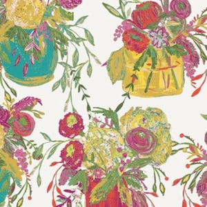 Baumwollstoff Blumen Aquarell Patchworkstoff Wild Bloom Bari J Art Gallery Fabrics Blüten Vasen für Quilt Taschen Kissen Deko Meterware 0,5m