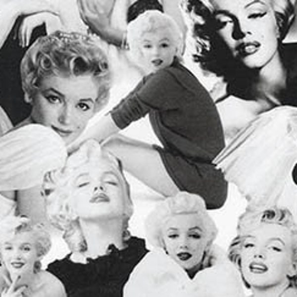 0.50m, Marilyn Monroe, digital, black and white, cotton fabric, Patchwork fabric, Fabric, Quilt, Cotton