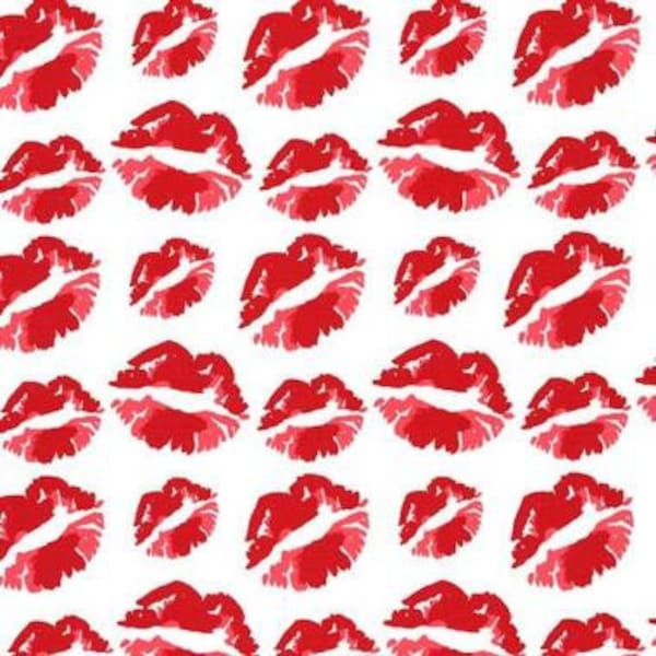 Baumwolle Lippen Kussmund rot, Mund nähen, Mouth, Schmollmund, Küss mich, Lippenstift,  Kisses, Stoff, 0,50m