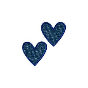 Bügelbilder 2 Stück Jeans Herz, Herzchen, Herz, Jeans, mittelblau, Aufnäher, Patches, Flicken, Aufbügler
