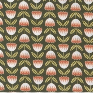 Tulipani metallici in cotone color oro, THE LOVELY FLOWERS, Meadowmere di Gingiber di Moda Fabrics, tessuto patchwork, cucito, tessuto, 0,50 m