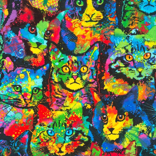 Cotton cats sewing, cat faces, cat fabric, cotton fabric, patchwork fabric, fabric, 0.50 m