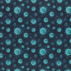 Bomull HÄLSA Virus Bakterier, Bacillus, Virus, Svampar, Patogener, Influensa, Bakterier, Apotek, Läkare, Tyg, 0,50 m