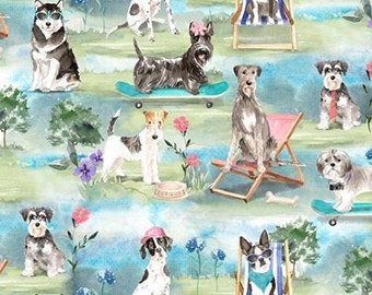 Cotton dogs on holiday, dog, dogs, puppies, dog breeds, pedigree dog, mixed breed, dog fabric, puppy, dogs, patchwork fabric, fabric 0.50 m,