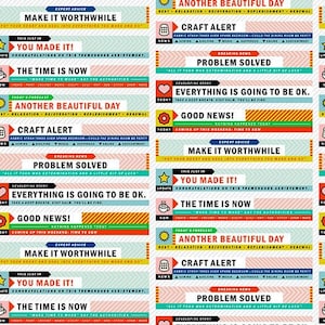 Cotton fabric ENCOURAGING WORDS positive action quotes sewing, headlines, positive messages, sayings, fabric
