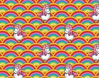 Cotton unicorn rainbow, rainbow, sewing, cotton fabric, fabric, 0.50 m