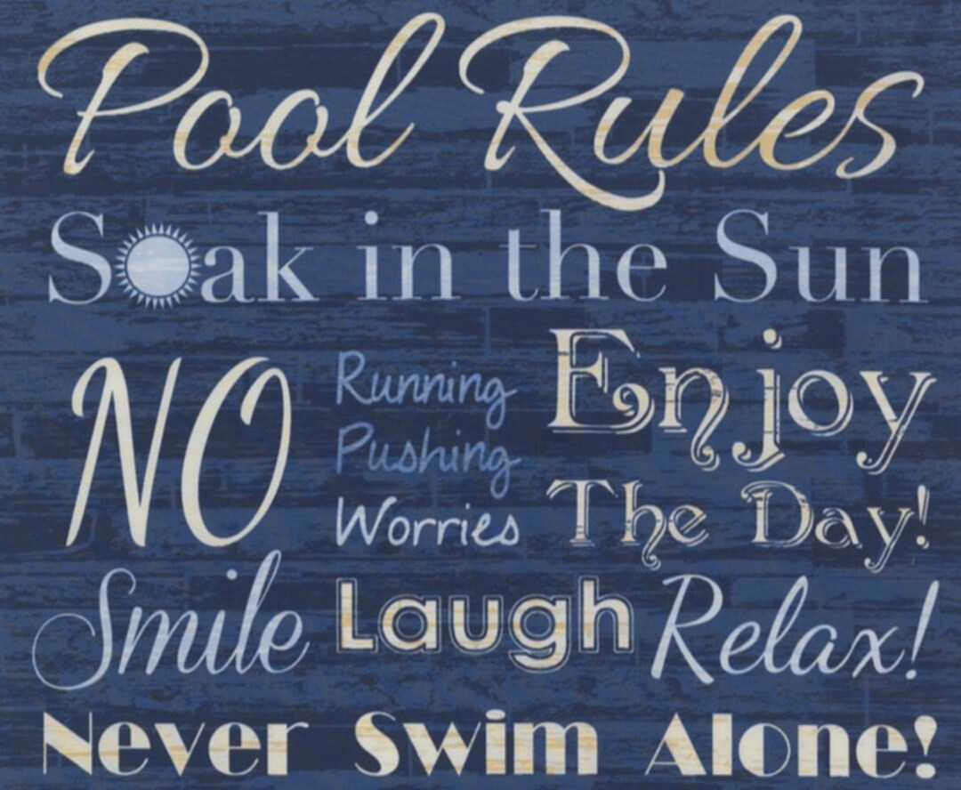 Panel Maritim Pool Rules, Swimming, Pool, Cotton, Cotton Fabric ...