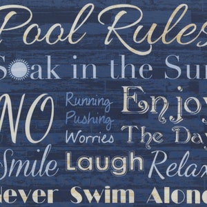 Baumwolle Panel Maritim Pool-Regeln, Schwimmen, Pool, Webware, Patchworkstoff, nähen, Stoff Bild 1