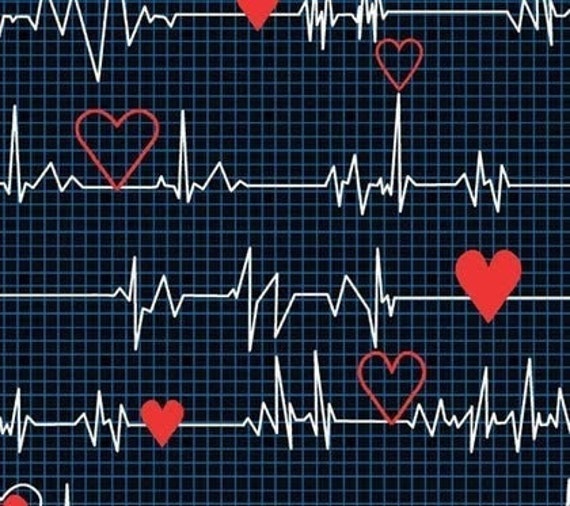 Baumwolljersey Herzschlag Herzschlag Stoff Ecg Heart Fabric Ekg