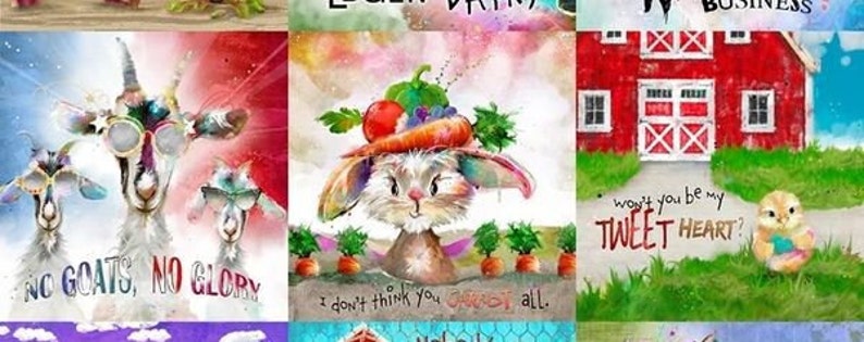 Hase mit Möhren auf dem Kopf, umgeben von Blumen und Farbsprenkeln – witziges Tiermotiv im Digitaldruck.