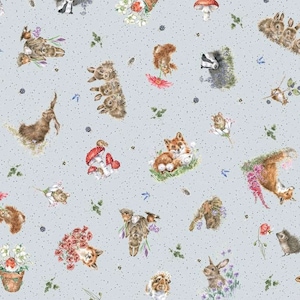 Cotton fabric hedgehog squirrel rabbit, fox, birds, duck, hamster, butterflies, mushrooms, sewing, patchwork fabric, cotton, fabric, 0.50 m