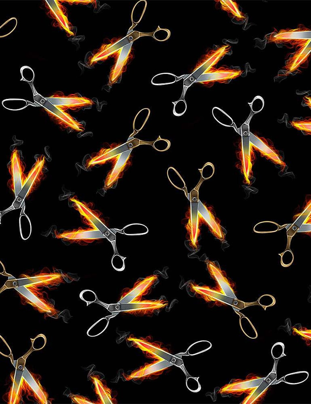 Cotton Fabric Scissors, Burning Scissors, Fire, Flames, Tailor's ...