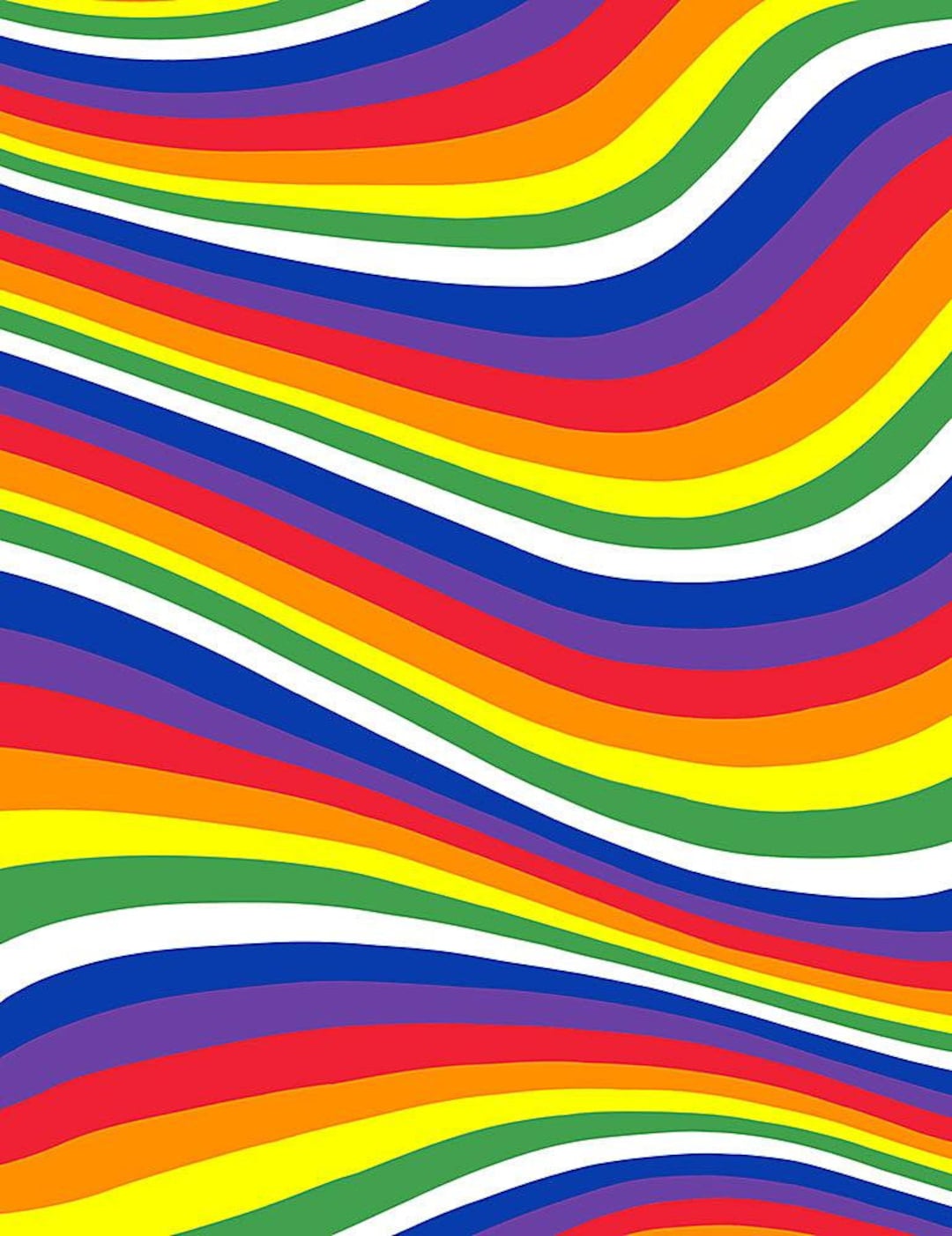 Cotton Waves RAINBOW STRIPES, Flower Power, Rainbow, Digital Print ...