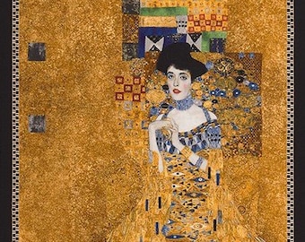 Baumwolle Panel Gustav Klimt Gold Bildnis Adele Bloch-Bauer 1907, Metallic, Baumwollstoff, Patchworkstoff, Stoff, nähen