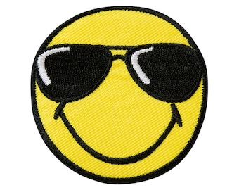 Bügelbild Smiley mit Pilotenbrille,  Patch, Flicken