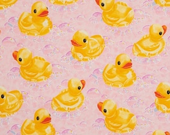 Baumwollstoff Badeenten Ente Warmduscher, Ducky,  Bubbles, Tropfen, nähen, Stoff, 0,50m