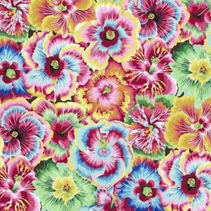 Baumwollstoff Tropicale Hibiskus – Free Spirit Design mit Eibisch Blumen & Blättern, bunter Sommerstoff zum Nähen und Patchwork, 0,50 m