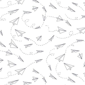 Cotton fabric PAPER FLYER plane, flying object, folding plane, paper planes, plane, origami, patchwork fabric, sewing, fabric, 0.50 m