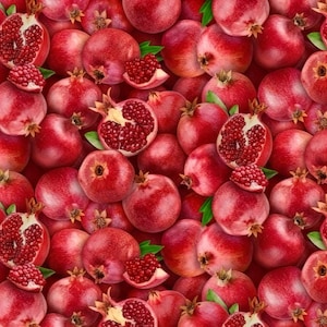 Tela de algodón con estampado de comida de granada – Elisabeth Studio, tela patchwork por metros para coser colchas, bolsos y decoración de cocina, 0,5 m