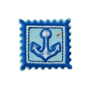 Carimbo de remendo com âncora, saudações de feriado, postagem, selo postal, marítimo, strass, decoração, remendo, remendo para passar a ferro, remendo para passar a ferro