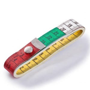 Prym 150 cm Color Plus measuring tape with button – tailor's measuring tape, color-coded centimeter scale (cm/cm), metal ends, sewing accessory