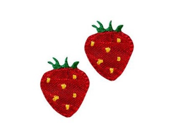 Images thermocollantes 2 petits fruits fraises, satin, métallisé, pico, patchs, couture, thermocollant, patchs
