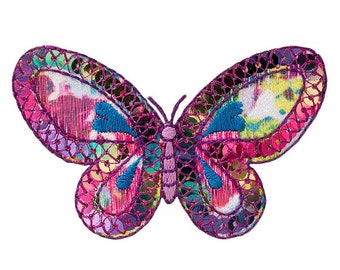 Schmetterling, Pailletten, Flieder, Butterfly, Papillon, Falter, Tiere, Regenbogenfarben, Patches, Bügelbild, Flicken