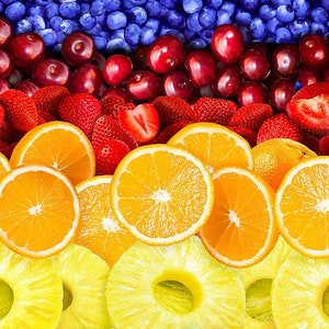 Bomull Frukt Körsbär Jordgubbar FRUKT SMÅ FRUKT, Vindruvor, Blåbär, Apelsiner, Citrusfrukter, Lapptäckstyg, Tyg, Sömnad, 0,50 m