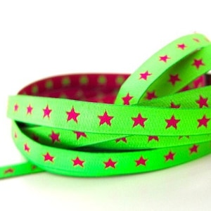1m Webband mit Sternen, Sterne, neongrün-pink , 7mm breit, nähen, Nähzubehör, Nähzutaten