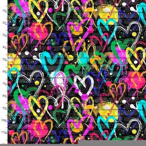Cotton GRAFFITI HEART wall spray, LOVE, love, sprayer, wall, masonry, artist, street art, sewing, fabric, 0.44 m