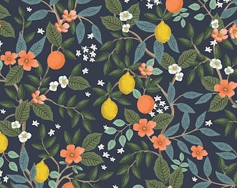 Cotton citrus fruits lemons oranges, fruits, leaves, yellow, citrus plants, Cotton and Steel, sewing, patchwork fabric, fabric, 0.30 m