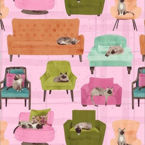 Tissu en coton pour chats, canapé, fauteuil pour chat, divan, patchwork, couture, sacs, coussins, Dear Stella, 0,5 m