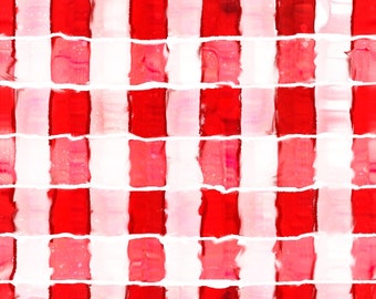 Cotone a quadri, Vichy, rosso/bianco, stampa digitale, cucito, tessuto patchwork, tessuto, tessuto, 0,50 m