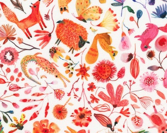 Cotton flamingos, cats, hummingbirds, rabbits, squirrels, foxes, ...., flowers, woven fabric, patchwork fabric, fabric, sewing, 0.50 m