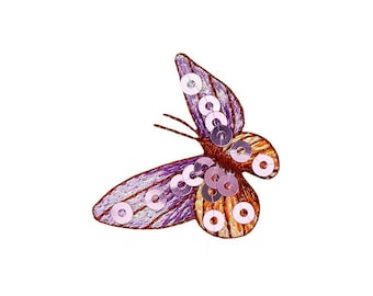 Image thermocollante paillettes papillon, lilas, papillon, papillon, papillon de nuit, animaux, patchs, coudre