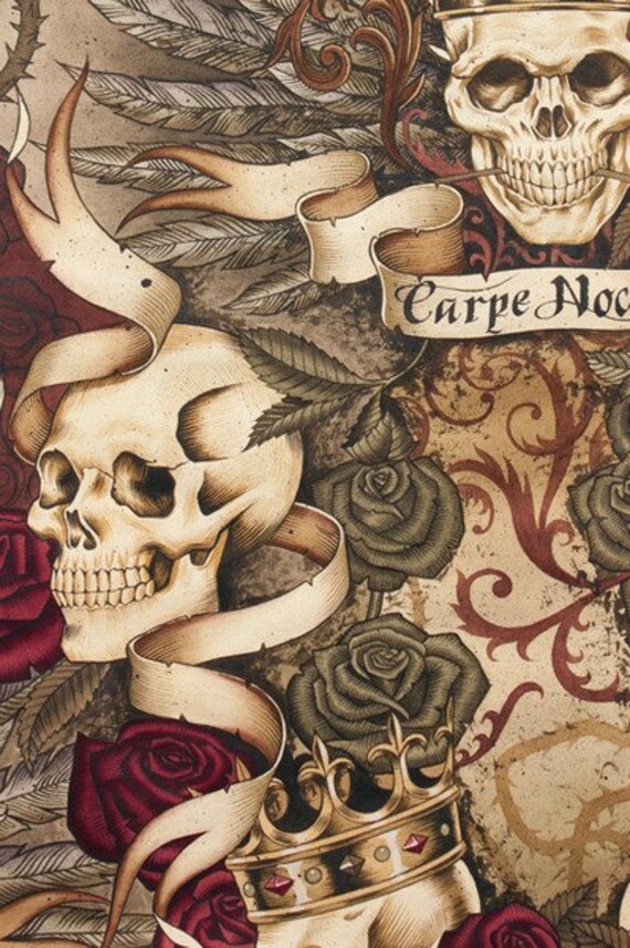 Royal Skull Carpe Noctem Tote Bag Purse