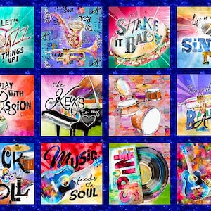 Cotton Fabric MUSIC Instruments Drums Grand Piano Piano Trumpet Cello Tambourine Saxophone Sewing Fabric 0.84m