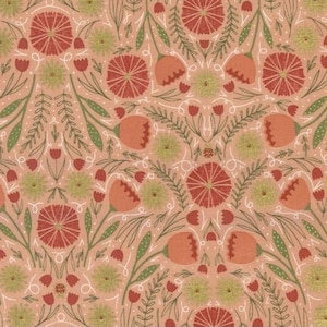Cotton flowers metallic, ladybug THE LOVELY FLOWERS, ladybug, floral, sewing, patchwork fabric, fabric, 0.50 m