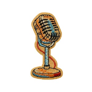 Iron-on image microphone vintage, singing microphone, retro microphone, live microphone, music, singing, lifestyle, patch, patches, iron-on