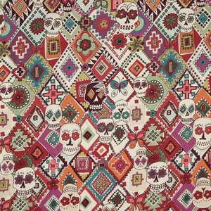 Baumwolle Skull Skulls Blumen, Schmetterlinge, Alexander Henry, Retro, nähen,  Patchworkstoff, Stoff, 0,50m