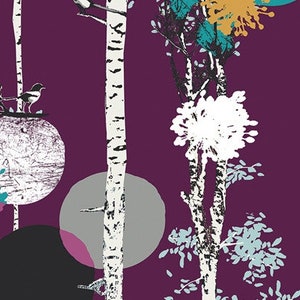 Cotton birds birch trees, sewing, Art Gallery, patchwork fabric, fabric, 0.50 m