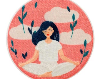 Patch thermocollant Patch recyclé Yoga, NAMASTE, MANDALA, Yantra, gouttes, fleurs, asana, mains, patch, appliqué, thermocollant, patchs, patchs