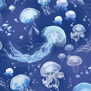 Cotton jellyfish, floating jellyfish, maritime, underwater world, sea, fabric, sewing, 0.50 m