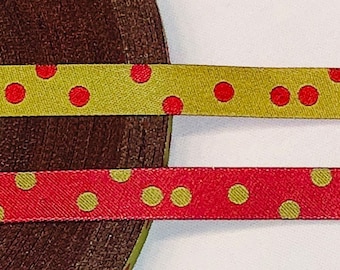 1m Webband Punkte, rot, lime, 10 mm breit