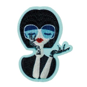 Bügelbild TUSSI, Dame mit Sonnenbrille, Lady, Patch, Aufnäher, Aufbügler, nähen, zum aufbügeln