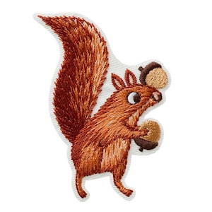 Bügelbild Eichhörnchen Patch Aufnäher Aufbügler Applikation Flicken 6 cm
