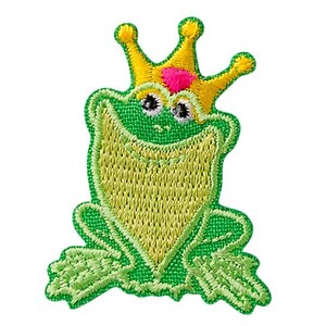 Iron-on picture frog prince crown, heart, happy, patches, sewing, sewing accessories, cotton fabrics, patches