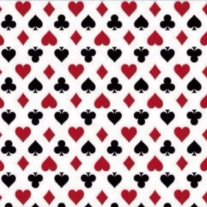 Baumwollstoff Herz Kreuz Pik Karo Spielkarten, Poker, Doppelkopf, Skat oder Schafkopf, nähen, Stoff, 0,40m Game Night